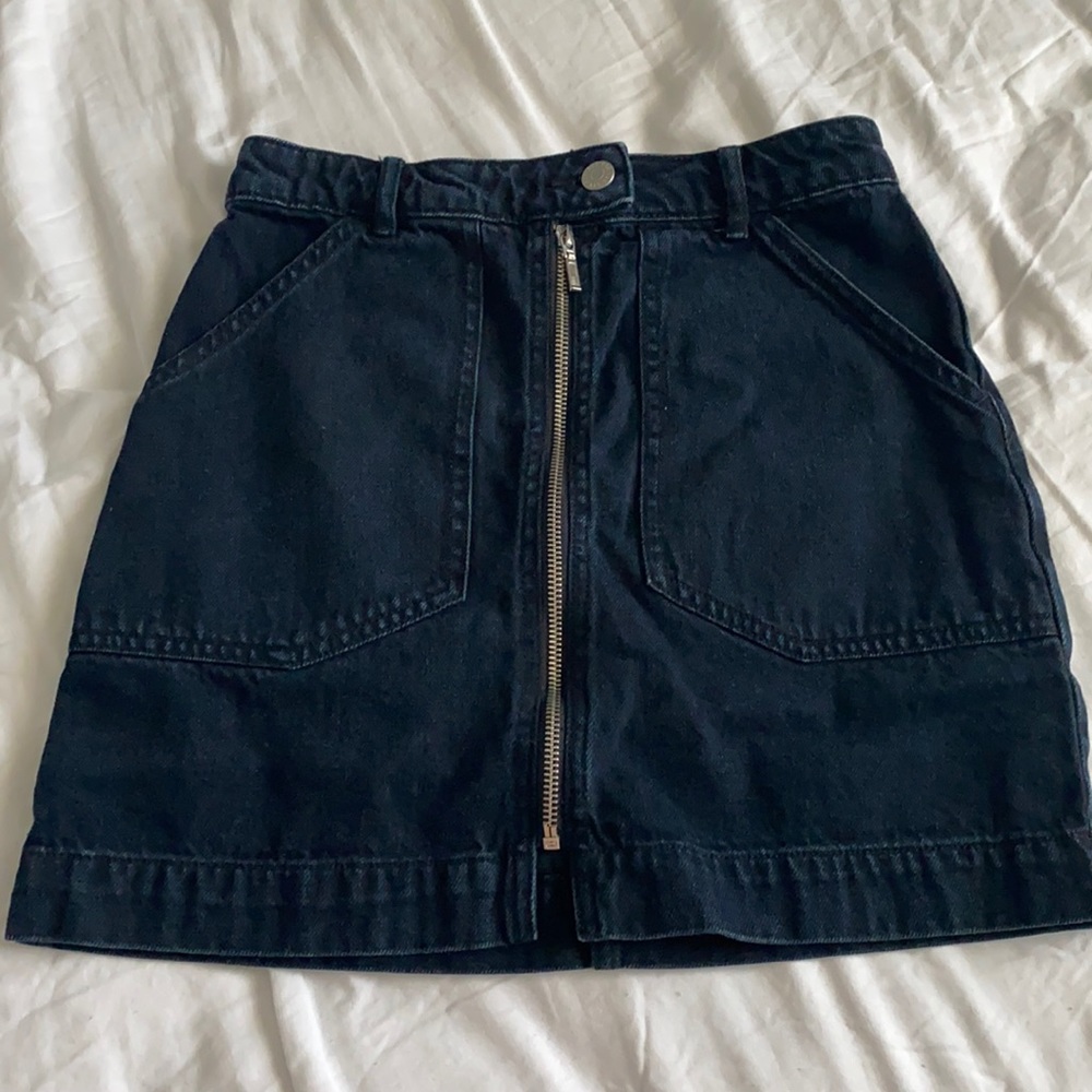 Urban Outfitters Denim Black Zipper Skirt.